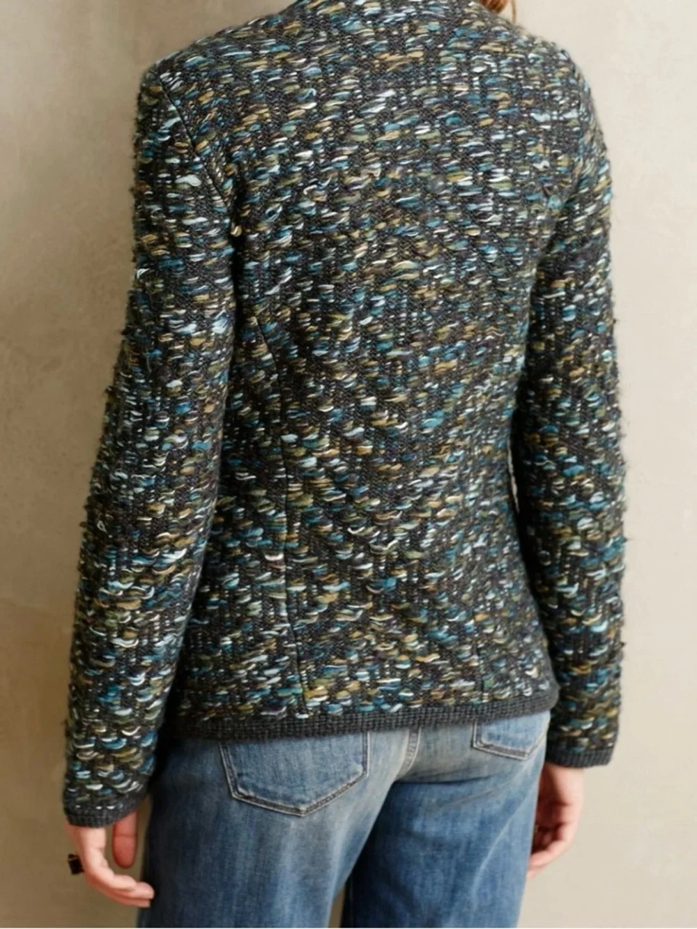 Anthropologie Moth Keavy Jacquard Open Cardigan Chunky Knit Cocoon Size M *Read